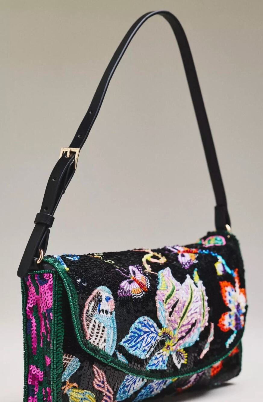 ANTHROPOLOGIE X SARAH GORDON BEADED SHOULDER BAG, NEW WITH TAGS